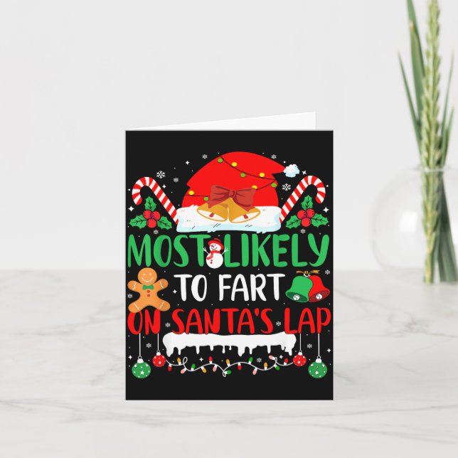 Most Likely To Fart On Santa's Lap Family Matching Karte (Vorderseite)