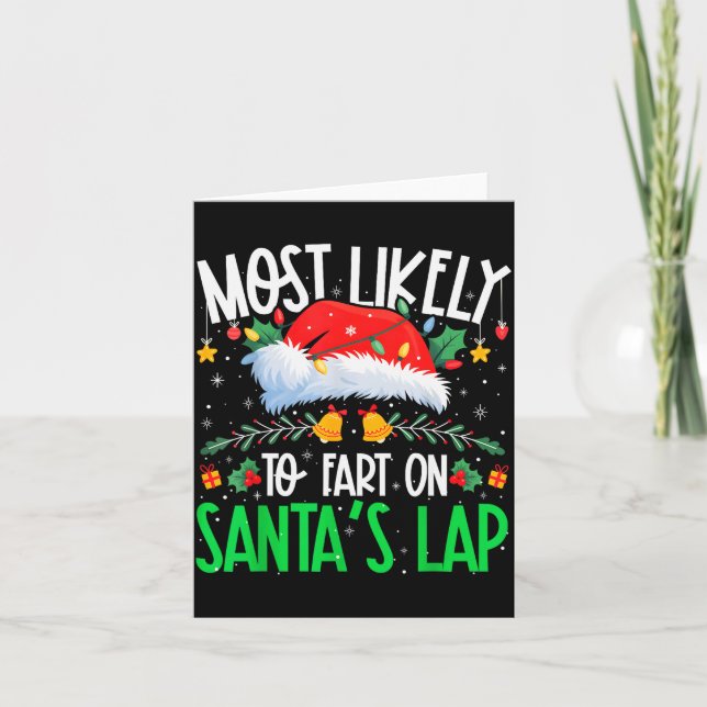 Most Likely To Fart On Santa's Lap Funny Matching  Karte (Vorderseite)