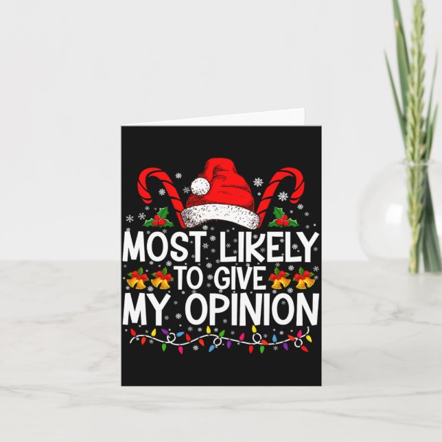 Most Likely To Give My Onion Funny Christmas  Karte (Vorderseite)