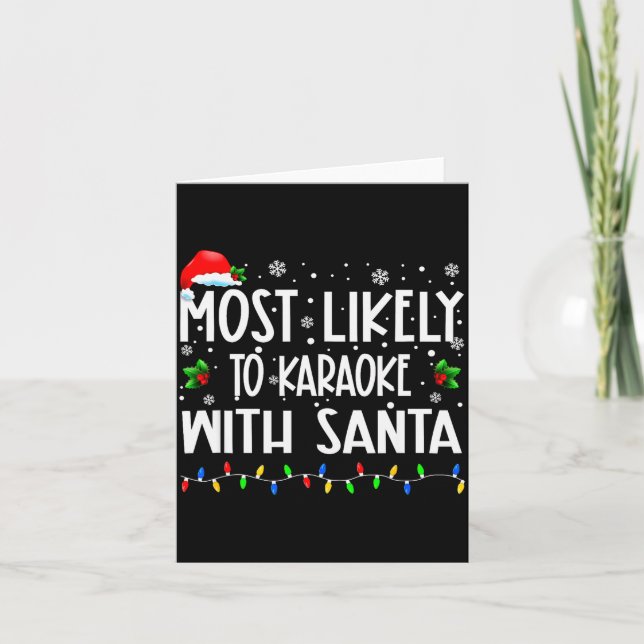 Most Likely To Karaoke With Santa Christmas Matchi Karte (Vorderseite)