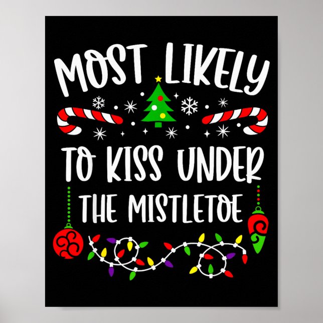 Most Likely To Kiss Under Mistletoe Funny Family C Poster (Vorne)
