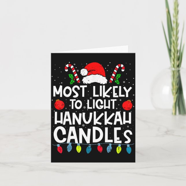Most Likely To Light Hanukkah Candles Family Crew  Karte (Vorderseite)