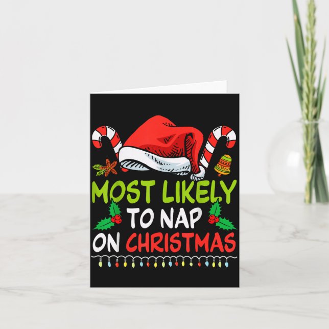 Most Likely To Nap On Christmas Family Funny Match Karte (Vorderseite)