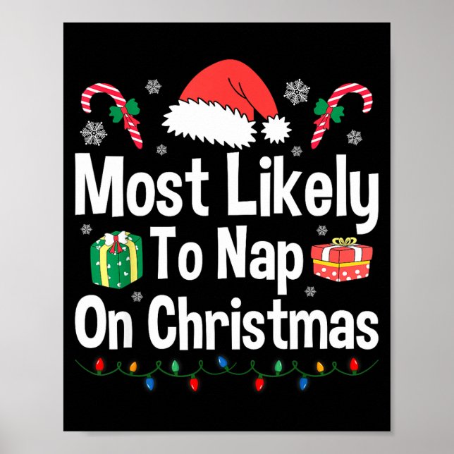 Most Likely To Nap On Christmas Family Funny Match Poster (Vorne)