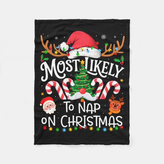 Most Likely To Nap On Christmas Family Matching Ch Fleecedecke (Vorderseite)