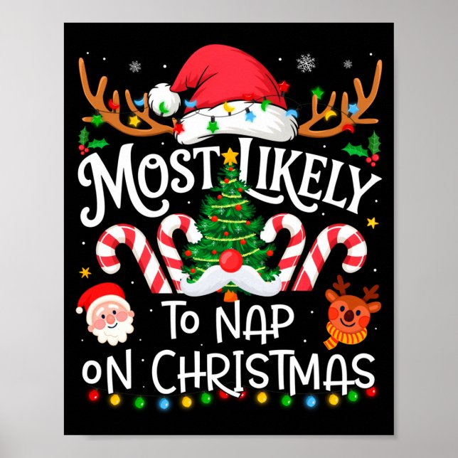 Most Likely To Nap On Christmas Family Matching Ch Poster (Vorne)