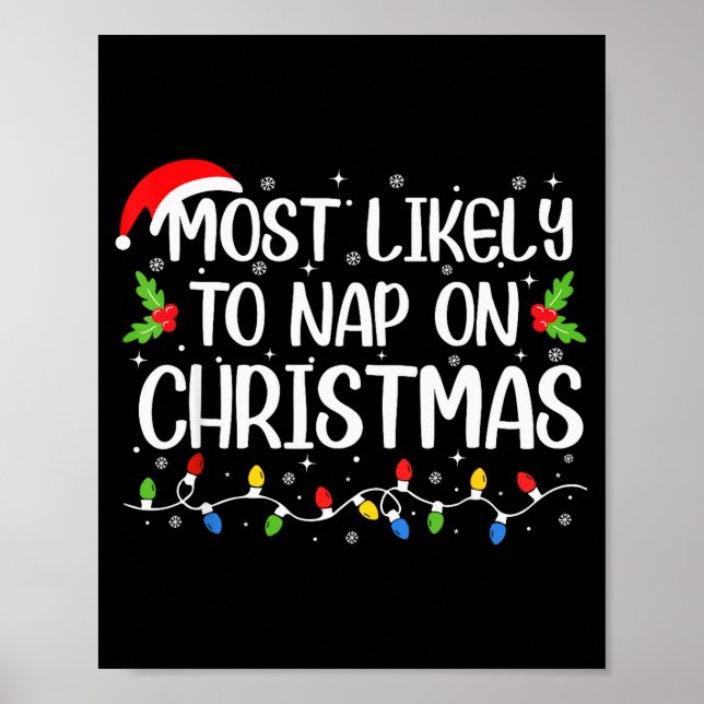 Most Likely To Nap On Christmas Funny Family Match Poster (Vorne)