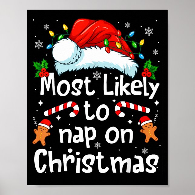 Most Likely To Nap On Christmas Funny Family Match Poster (Vorne)