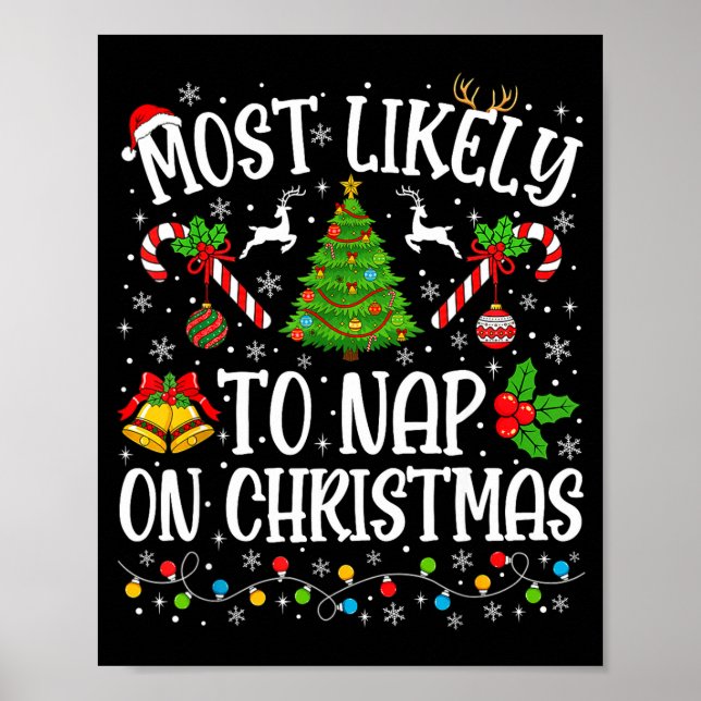 Most Likely To Nap On Christmas Funny Family Match Poster (Vorne)