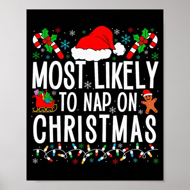 Most Likely To Nap On Christmas Funny Matching Fam Poster (Vorne)