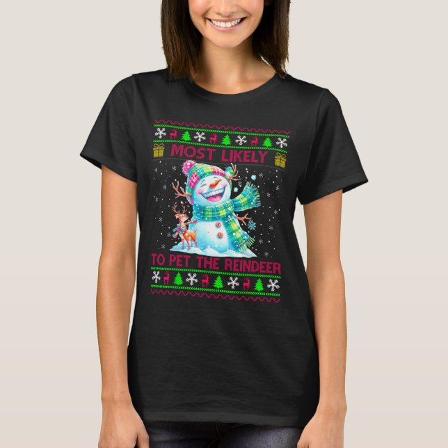 Most Likely To Pet The Reindeer Family Matching Ch T-Shirt (Vorderseite)