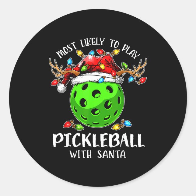 Most Likely To Play Ckleball With Santa Christmas  Runder Aufkleber (Vorderseite)