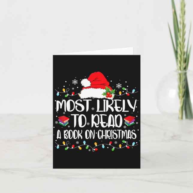 Most Likely To Read A Book On Christmas Family Mat Karte (Vorderseite)