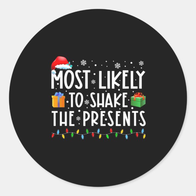 Most Likely To Shake The Funny Christmas  Runder Aufkleber (Vorderseite)