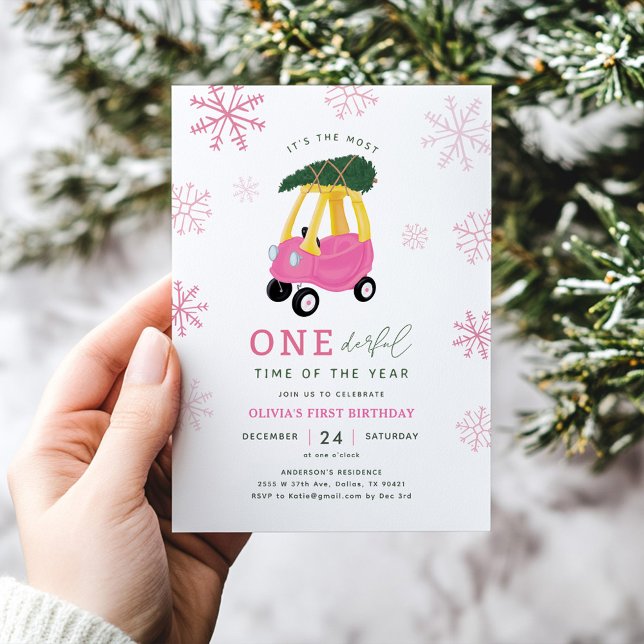 Most ONEderful Time Of The Year Pink 1st Birthday Einladung (Von Creator hochgeladen)