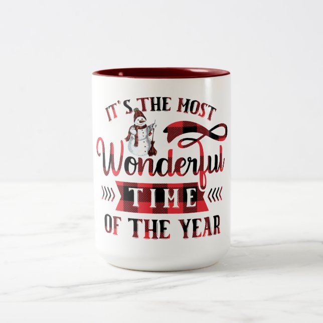 Most Wonderful Time of The Year Pläd Christmas Zweifarbige Tasse (Mittel)