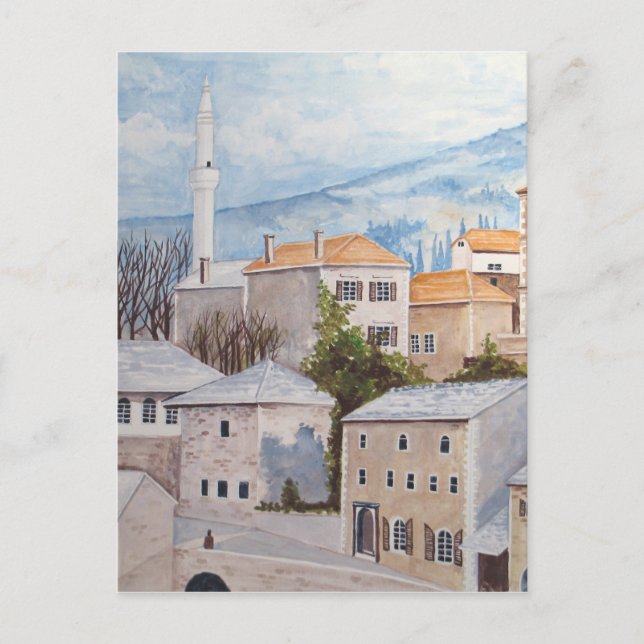 Mostar, Bosnien - Akrylenmalerei Postkarte (Vorderseite)