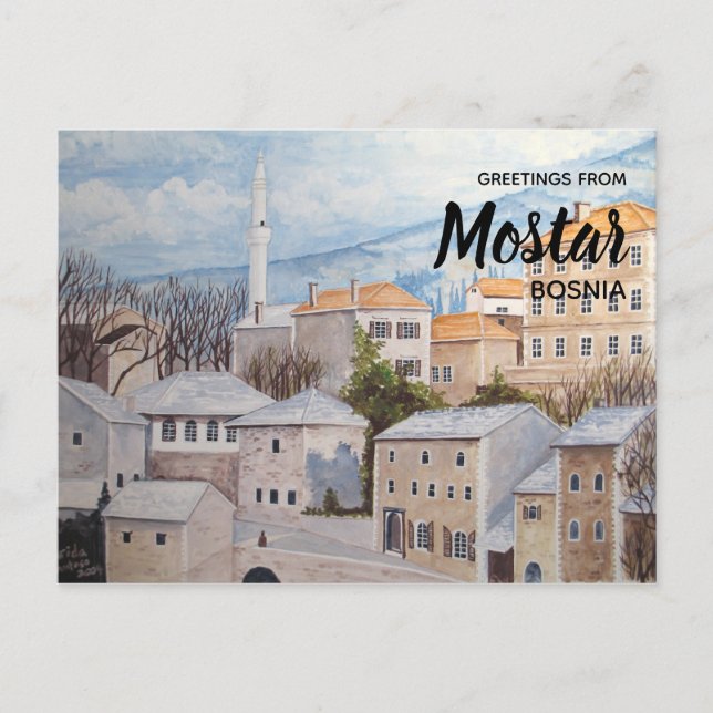 Mostar, Bosnien - Akrylenmalerei Postkarte (Vorderseite)