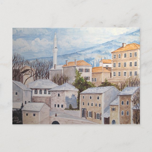 Mostar, Bosnien - Akrylenmalerei Postkarte (Vorderseite)