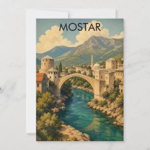 Mostar Bosnien Alte Brücke Stari Vintage Reise Karte
