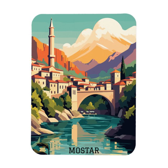 MOstar Bosnien Herzegovina Retro Vintage Travel Magnet (Vertikal)