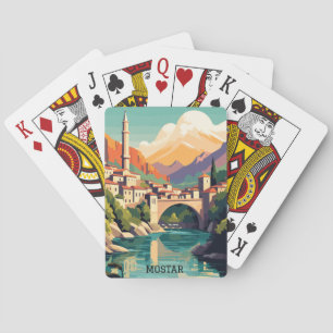 Mostar Bosnien Herzegovina Retro Vintage Travel Spielkarten