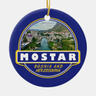Mostar Bosnien und Herzegowina Reisetitelemblem Keramik Ornament