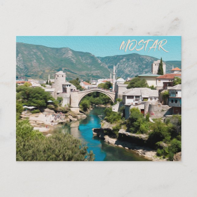 Mostar: Ölgemälde Postkarte (Vorderseite)