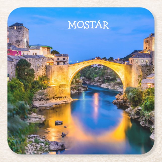 Mostar Rechteckiger Pappuntersetzer (Vorderseite)