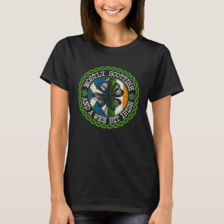 Mostly Scottish And A Wee Bit Irish Shamrock Flag  T-Shirt