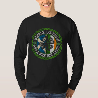 Mostly Scottish And A Wee Bit Irish Shamrock Flag  T-Shirt