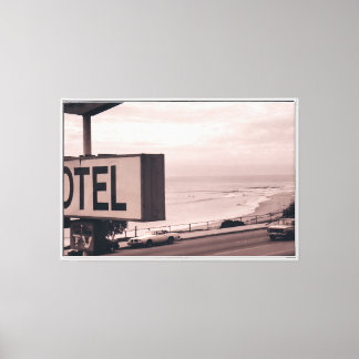 Motel am Meer Vintage-Küstenleinwand mit Rahmen Leinwanddruck