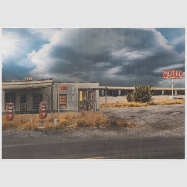 Motel Vintag Decoupage der alten Gasstation Seidenpapier (Vorderseite)