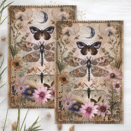 MOTH AND BUTTERFLY FLORAL DECOUPAGE TISSUPAPIER SEIDENPAPIER