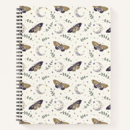 Moth and Moon Spiral Notebook 8.5"x11" Notizbuch