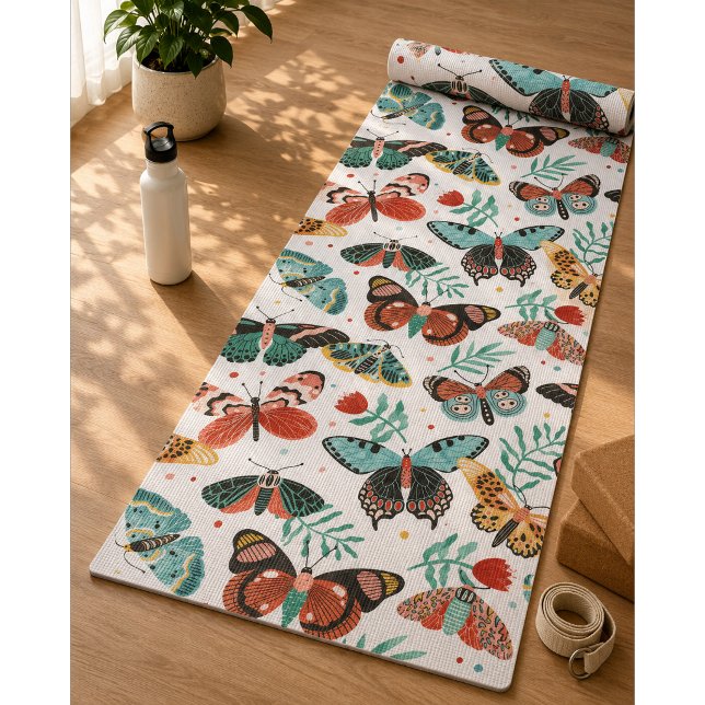 Moth Butterfly farbiges Muster Yogamatte (Von Creator hochgeladen)