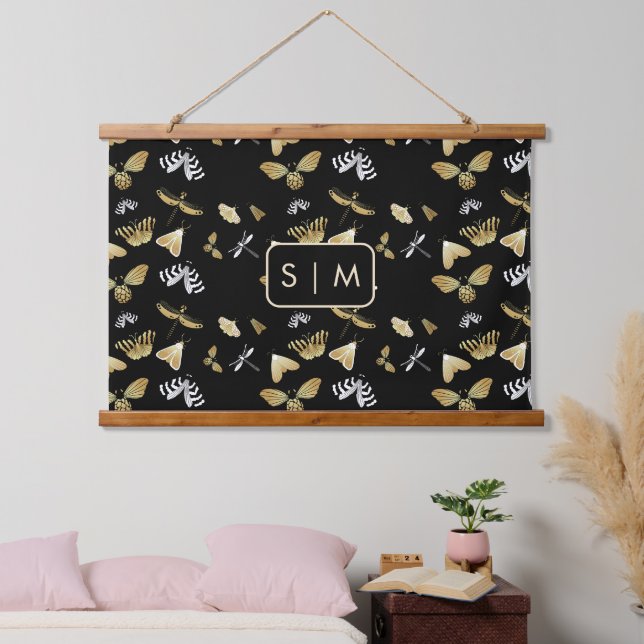 Moth Butterfly Muster hängend Tapestry Wandteppich Mit Holzrahmen (Schlafzimmer)