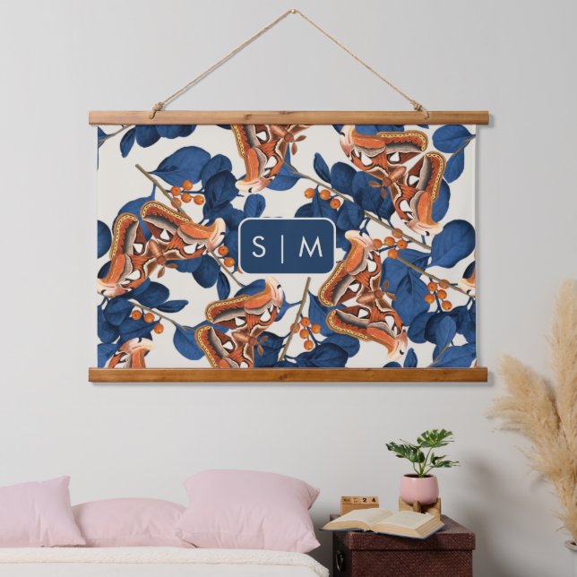 Moth Butterfly Muster hängend Tapestry Wandteppich Mit Holzrahmen (Schlafzimmer)