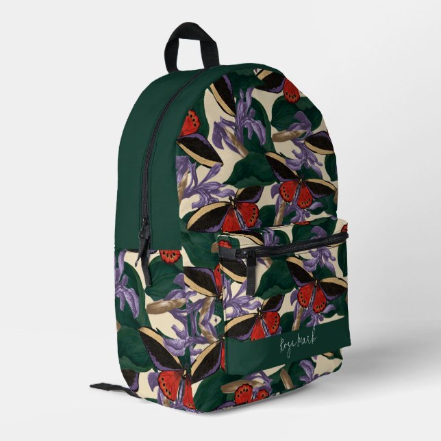 Moth Butterfly Pattern Bedruckter Rucksack (Rückseitige Ecke links)