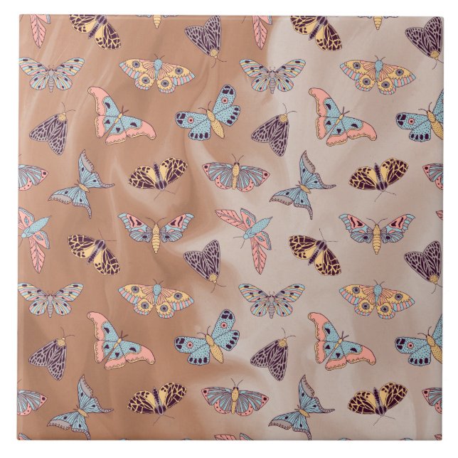 Moth Butterfly Pattern Fliese (Vorderseite)