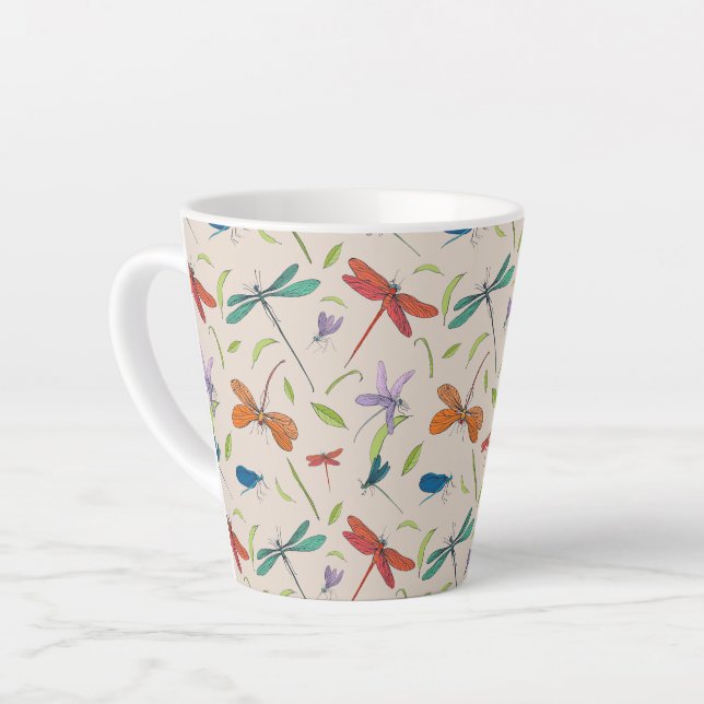 Moth Butterfly Pattern Latte Tasse (Linke Ecke)