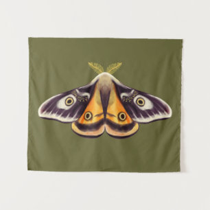 Moth Insect Art Goblincore Saturnia Witchy Green Wandteppich