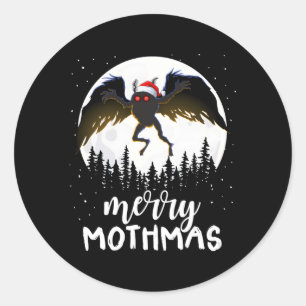 Moth Merry Mothmas Creepy Folklore Cryptid Runder Aufkleber