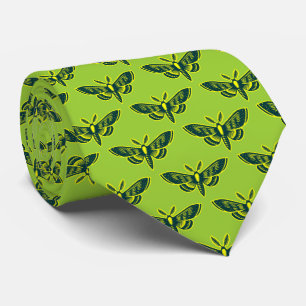 Moth Pattern - Dunkelgrün und Gelb auf Mars Grn Krawatte