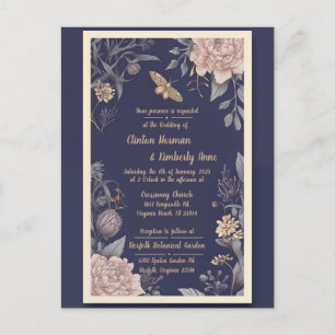 Moth, Rose & Thistle Wedding Einladung Postkarte
