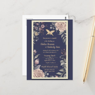 Moth, Rose & Thistle Wedding Postcard II Postkarte