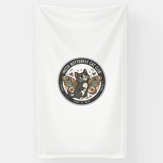 Moth Schmetterling Katze POD Vektor Kunst - Moth S Banner (Vertikal)