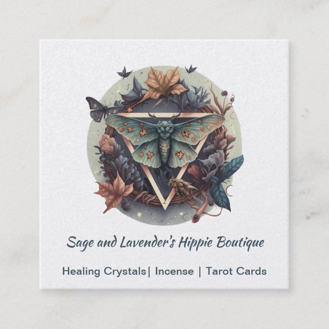 Moth Square Business Card Quadratische Visitenkarte (Vorderseite)