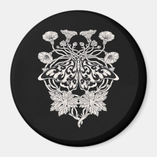 Moth Talisman - Whimsigoth Screenprint Style Drawi Magnet