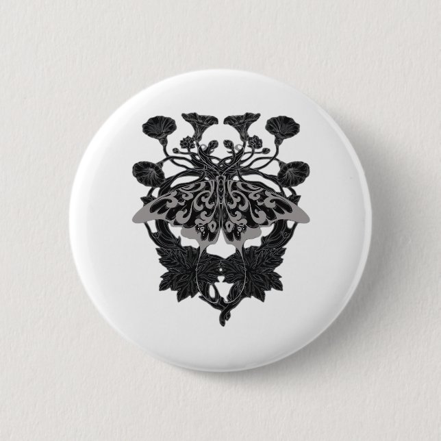 Moth Talisman - Whimsigoth Zeichnend - Weiße Versi Button (Vorderseite)